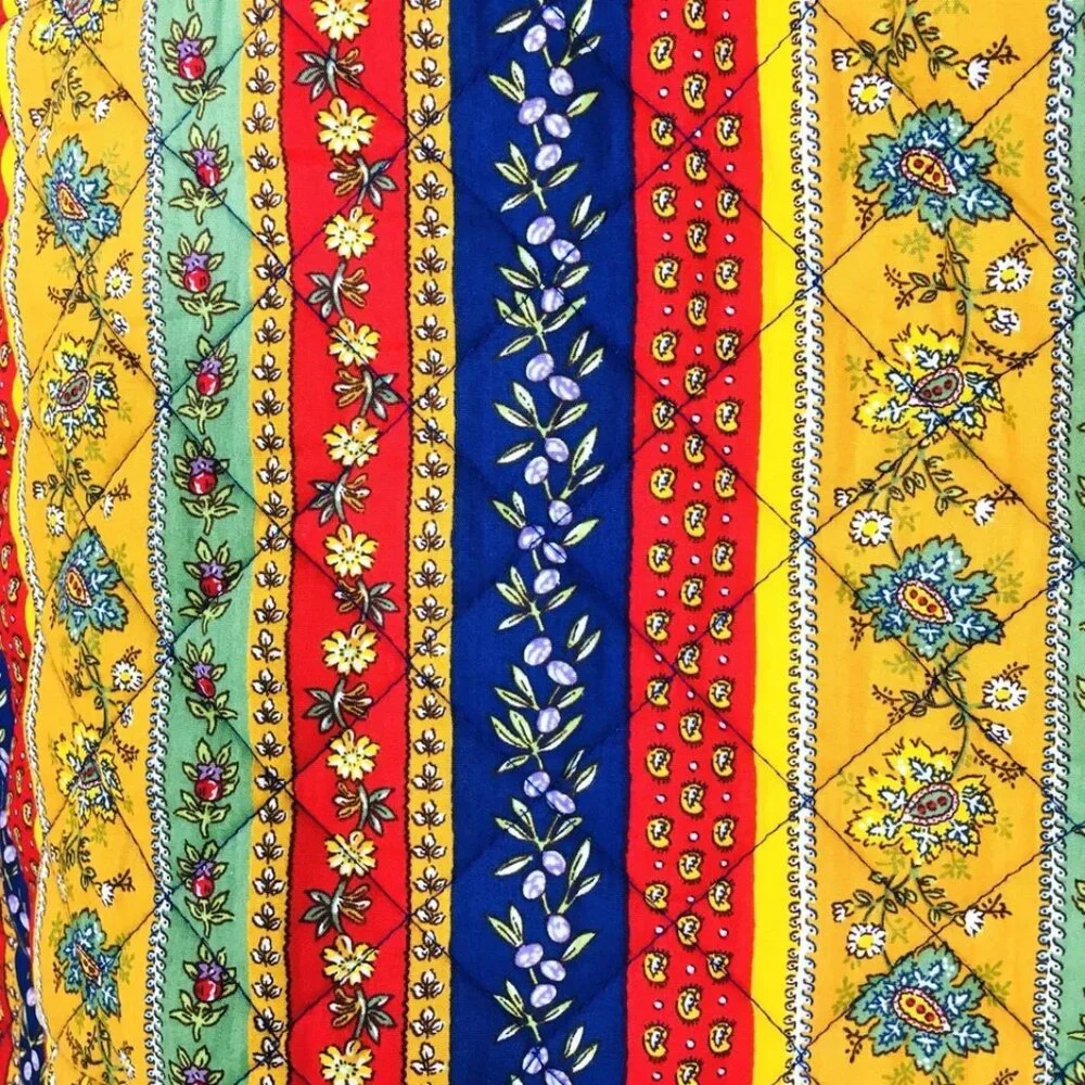 Vintage Cotton Quilted Hanging Garment Bag 48x25 Indonesia Blue Interior